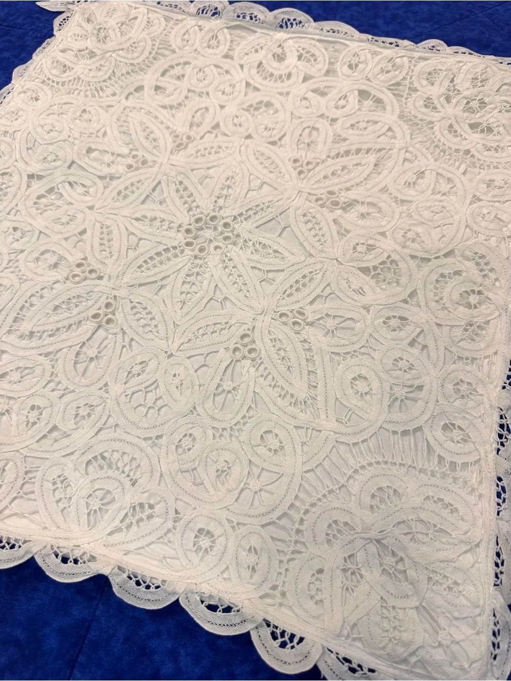 VTG Battenburg Lace Pillow Sham Cotton White 17x17 French Country Cottagecore
